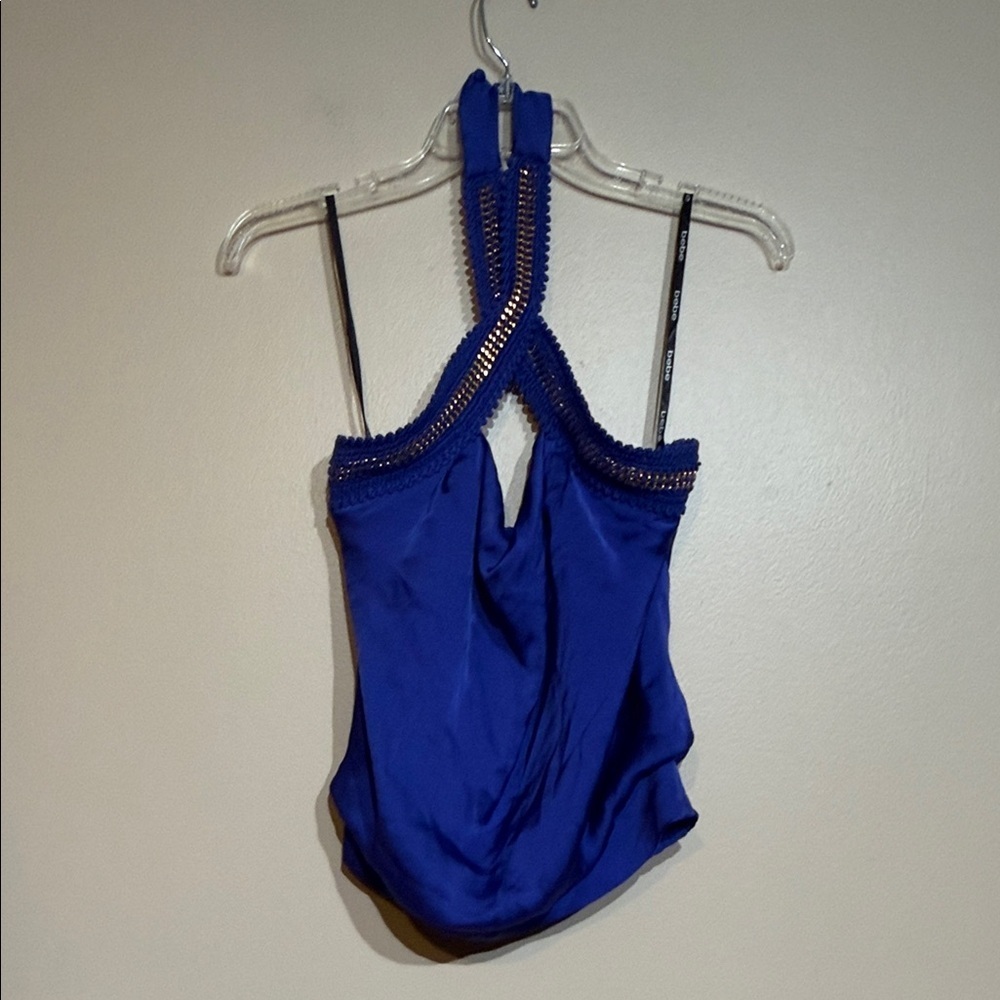 bebe Cobalt Blue purple Halter Neck